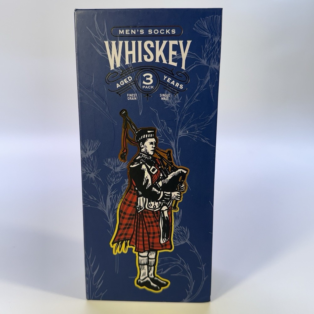 Whiskey Socks 3 Pairs Men's Crew Socks Size 8-12 NIB Black Blue Red‎ New